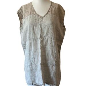 Fog Linen Work Tan V-Neck Sleeveless Muscle Tee